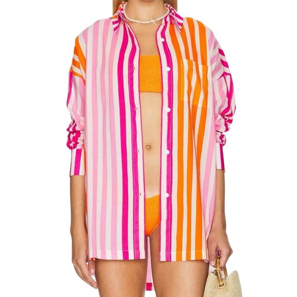 Beach Riot Alexa Cover Up Top in Sunset Stripes, size L / XL - Picture 1 of 5